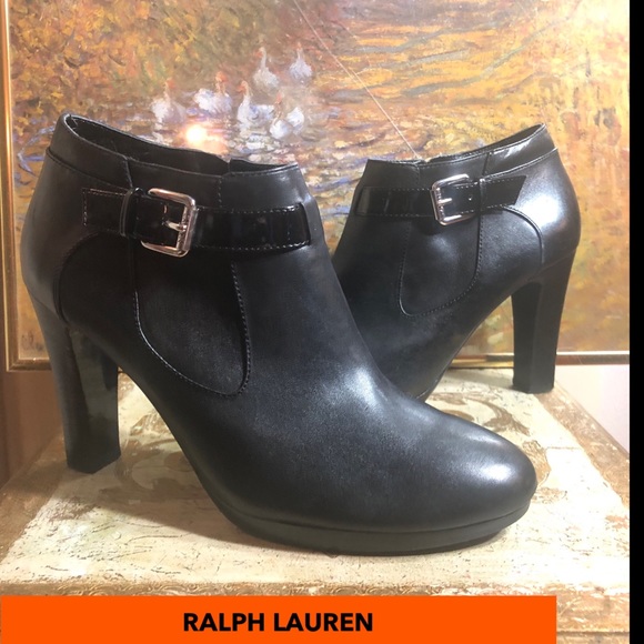 Ralph Lauren Shoes - SZ 8.5-RALPH LAUREN BLACK LEATHER 4” ANKLE BOOTS